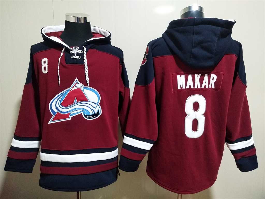 Avalanche 8 Cale Makar Burgundy All Stitched Pullover Hoodie,We sell and wholesale Avalanche 8 Cale Makar Burgundy All Stitched Pullover Hoodie on line form chian!